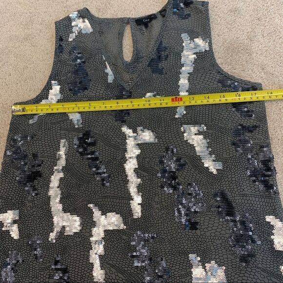 DEX silver gray black sequin Camisole tank top Blouse Sz S sparkly Vegas - Picture 10 of 11
